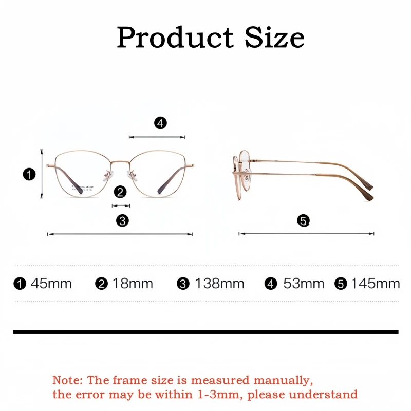 KJDCHD Optical Prescription Women's Cat Eye Titanium Glasses Blue Light Blocking Photochromic Formula Recipe Eyeglasses