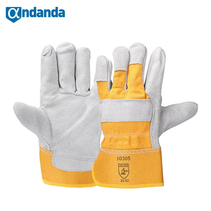 

Andanda 1 Pair Work Gloves with Double Cowhide Leather Palm,Cow Skin Leather Gloves,Abrasion Resistance,Mechanical Repaire Glove