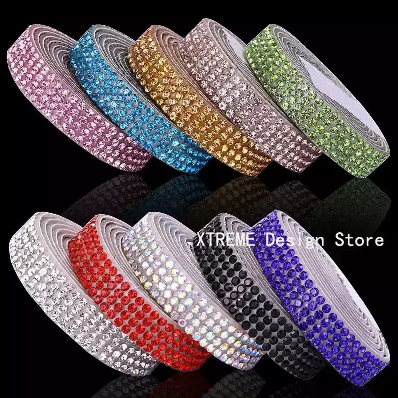 Self Adhesive Crystal Rhinestone Sticker Diamond Ribbon DIY Sticker Rhinestones for Arts Crafts DIY Event Car Phone Decoration