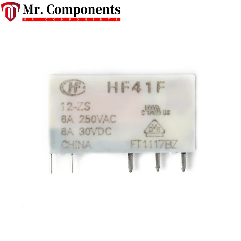 5PCS Mini Power Relays HF41F DC 5V 12V 24V 6A 5Pins HF41F-5-ZS HF41F-12-ZS HF41F-24-ZS 5VDC 12VDC 24VDC Converter Original Relai