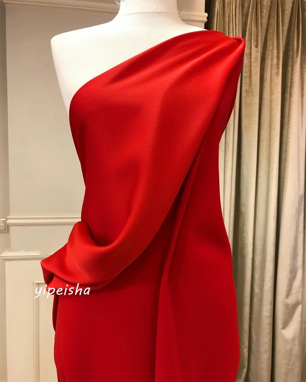 Customized Evening Saudi Arabia Jersey Draped Pleat Ruched Party A-line One-shoulder Bespoke Occasion Gown Long Dresses