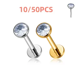 10/50PCS G23 Titanium Insertion Lip Nail Ear Cartilage Nail Classic Vacuum Plating Perforated Jewelry Ear Nail Nose Nail