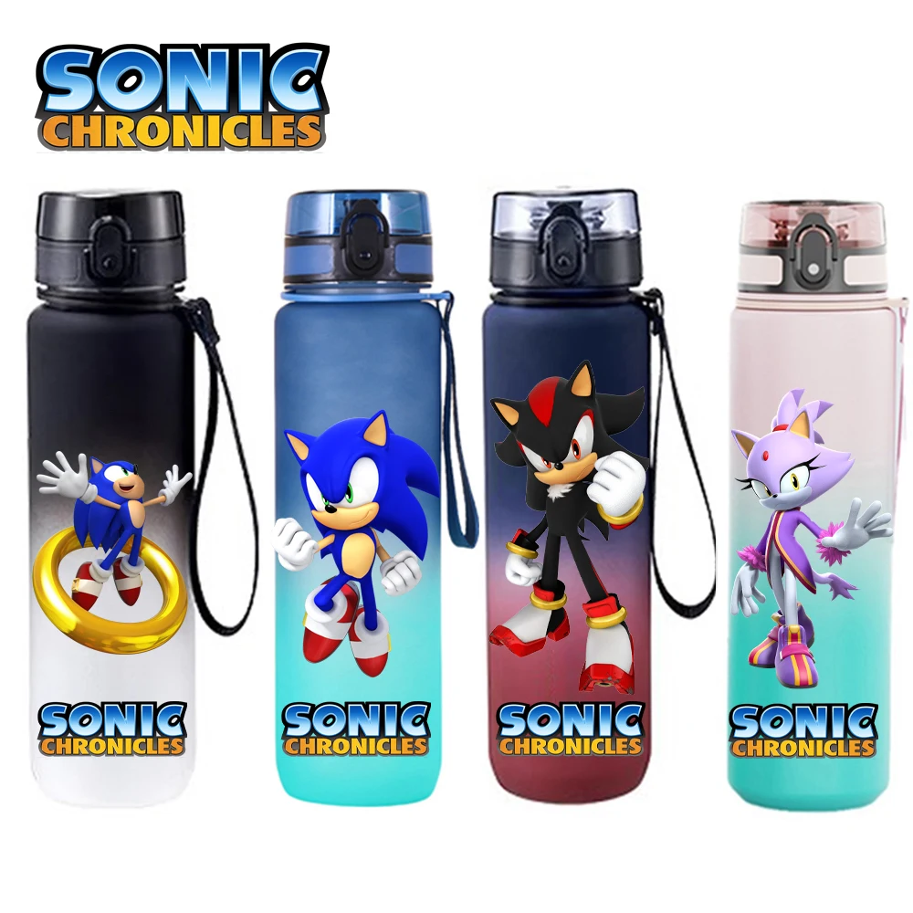 650ML Sonic Hedgehog Cartoon Portable Sports Water Bottle Leak Proof Gradient Color Fashion Water Cup Travel Gym Fitness Jugs