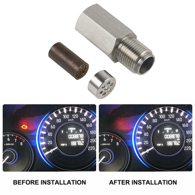 O2 Sensor Spacer Universal Adapter Extender Engine Stainless Eliminator Compatible Mini Catalyst Filter Auto Parts 1pcs M18X1.5