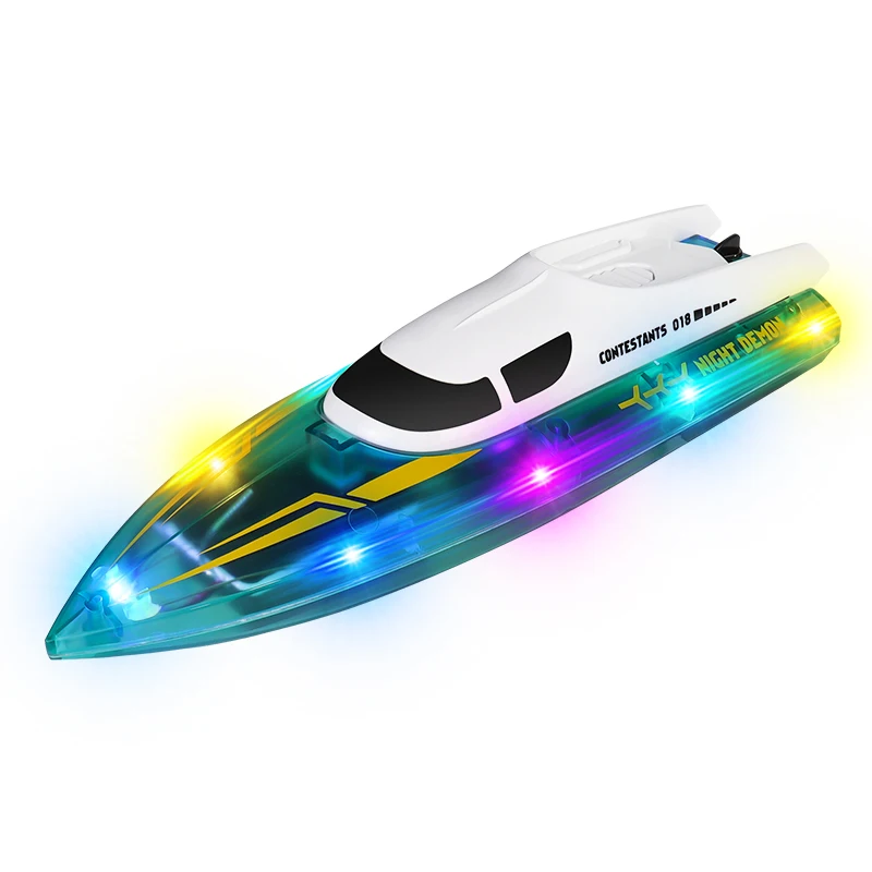 918-2.4GLuminous Colorful High Speed ​​Racing Boat Waterproof Rechargeable Model Electric Radio Remote Control Speedboat Boy Toy