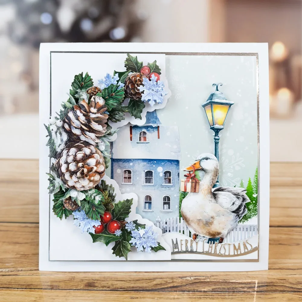 2024 New September Village Christmas Crescent Die Set Diy Scrapbooking Craft Photo Template Decor