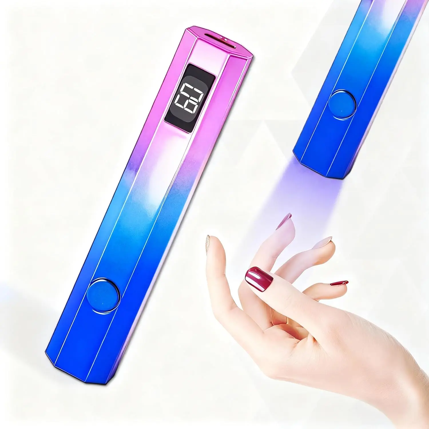 ضوء الأشعة فوق البنفسجية المحمول للأظافر الجل، مصباح أظافر صغير قابل لإعادة الشحن مع شاشة LED، مؤقت 20 ثانية/60 ثانية، وضع العناية بالعين USB، علاج سريع لـ