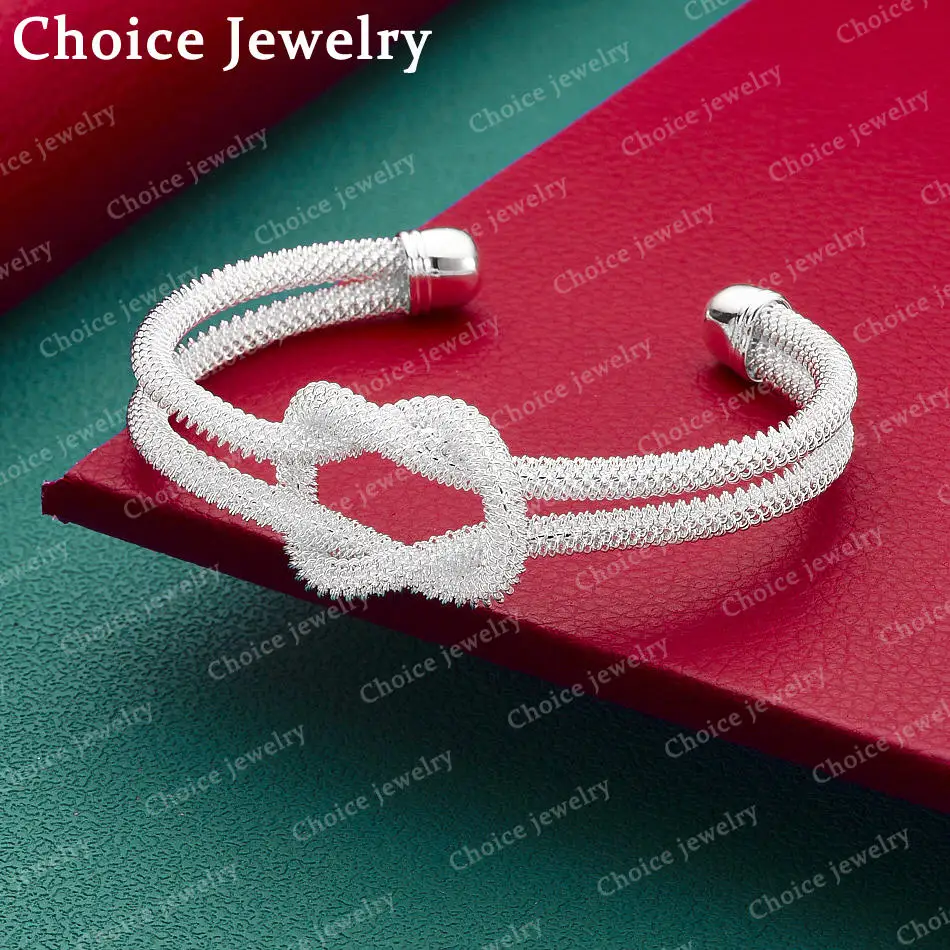 Geflochtenes, geknotetes Armreif-Armband aus 925er-Sterlingsilber für Damen, Modeschmuck, exquisites Party-Accessoire, Geschenk