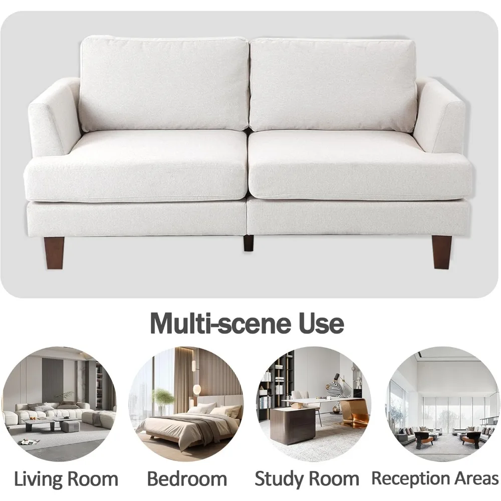 أريكة بمقعدين حديثة لمنتصف القرن، أريكة من قماش الكتان لغرفة المعيشة وغرفة النوم، مناسبة للمساحة الصغيرة #6