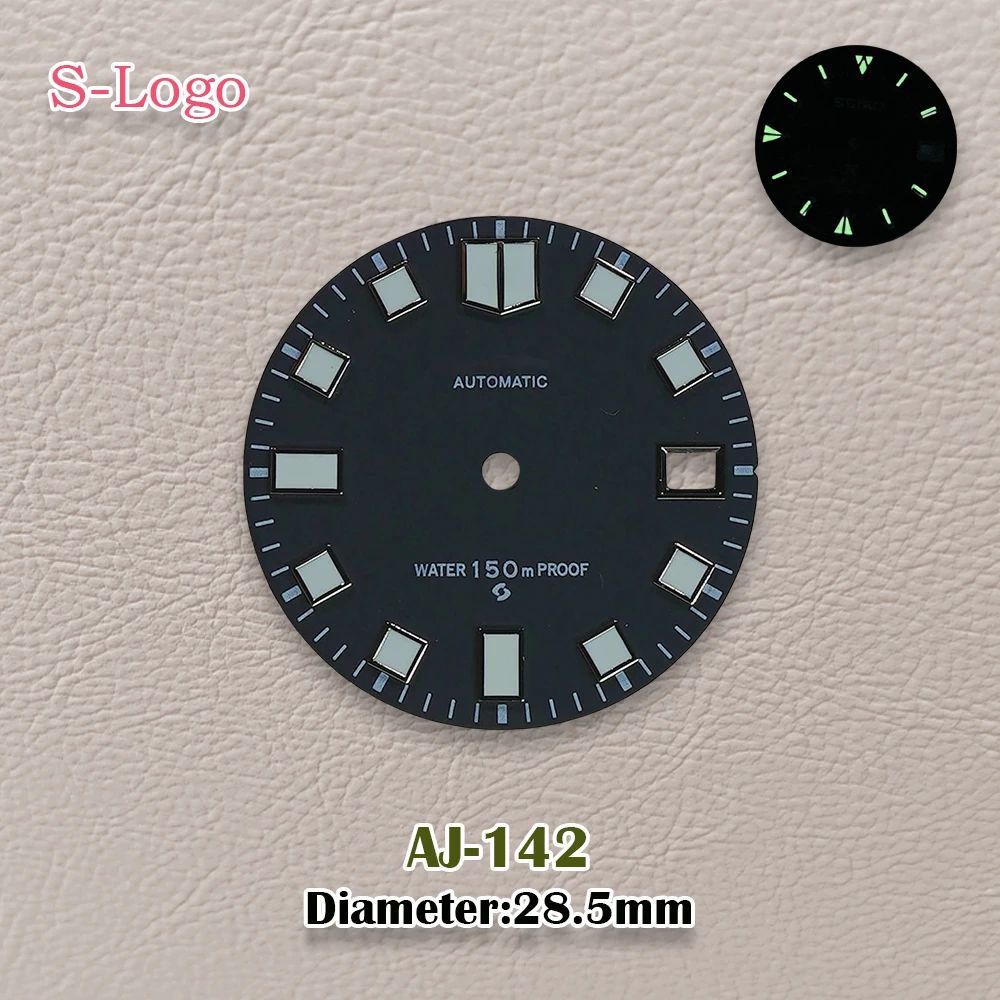 28.5mm NH35 Dial S Logo automatic Dial Fit NH35/NH36/4R/7S Automatic Movement Diving Dial C3 Green Luminous Watch Accessories ﻿