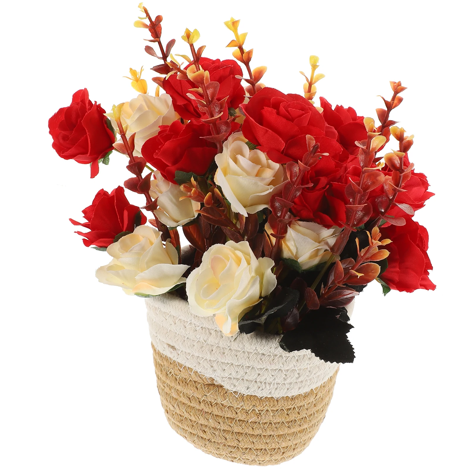 

Woven Flower Basket Practical Decoration Artificial Potted Plants Simulation Small Arrangement Silk Bonsai Chic