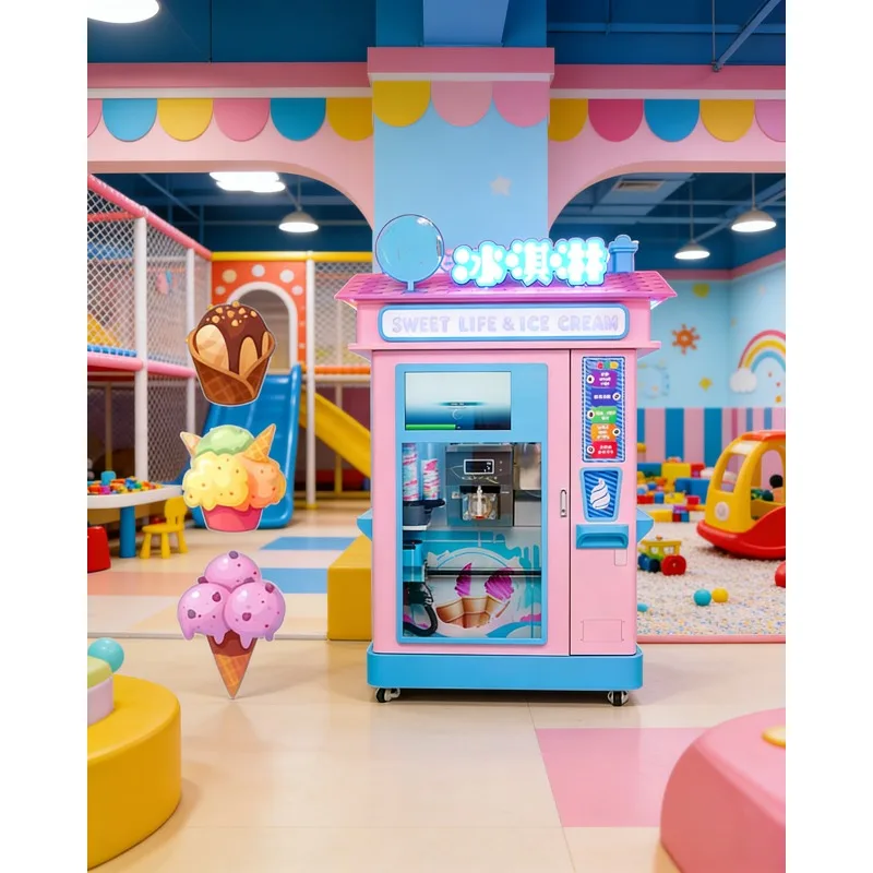 Smart Ice Cream Vending Machine with QR Code Credit Card Payment Fully Automatic Self-Service Frozen Yogurt Dispenser Commercial