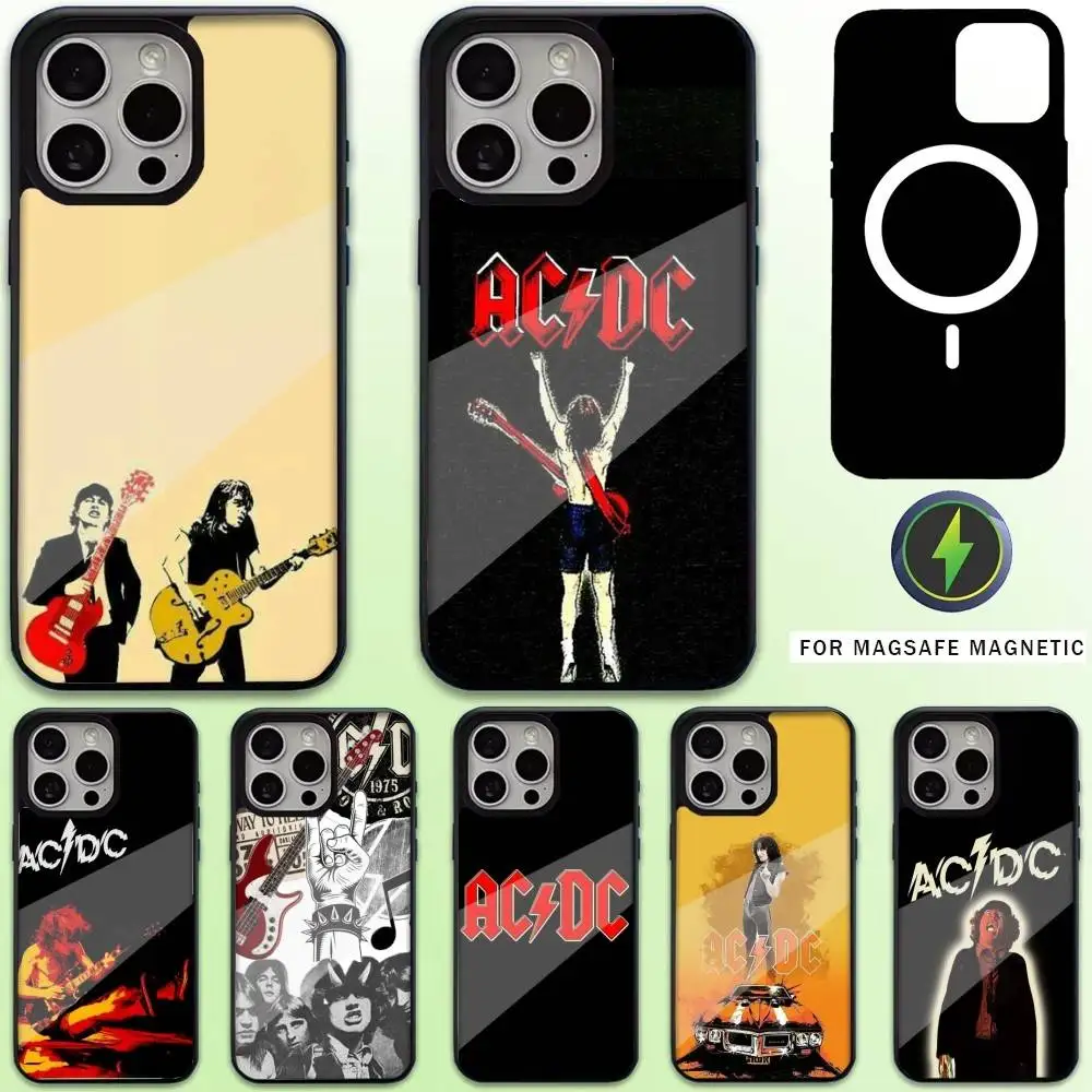 

A- AcDc Rock Phone Case For iPhone17,16,15,14,13,12,11 Plus,Pro Max Magnetic For Magsafe Wireless Charging