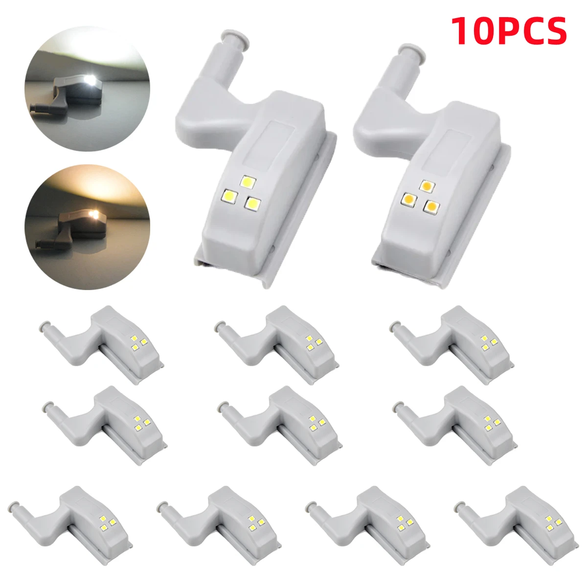 10Pcs Cabinet Light Universal Inner Hinge LED Sensor Lamp Auto Switch ON/OFF Bulb 0.3W Wardrobe Cupboard Door 3 LEDs Night Light