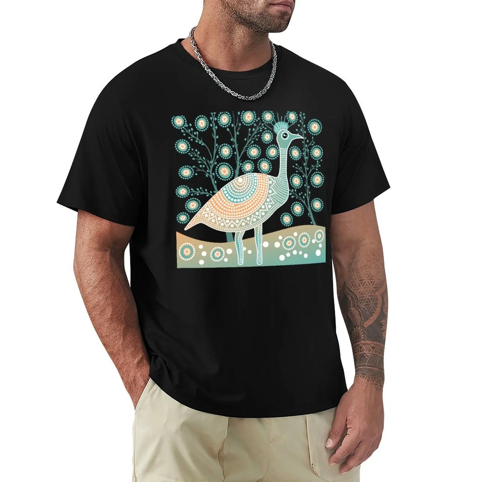 Emu Aboriginal Tribal Art Dots Painting T-Shirt man t shirt graphic T-Shirt