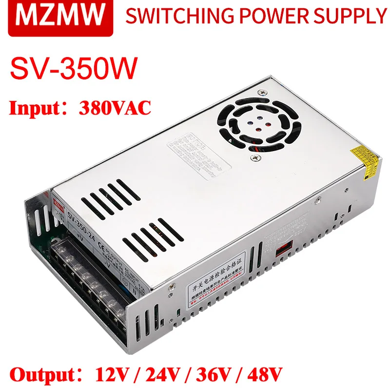 

MZMW SV-350 Switching Power Supply 350W Three-phase Input Voltage 380VAC AC to DC 12V 24V 36V 48V Single Output SMPS