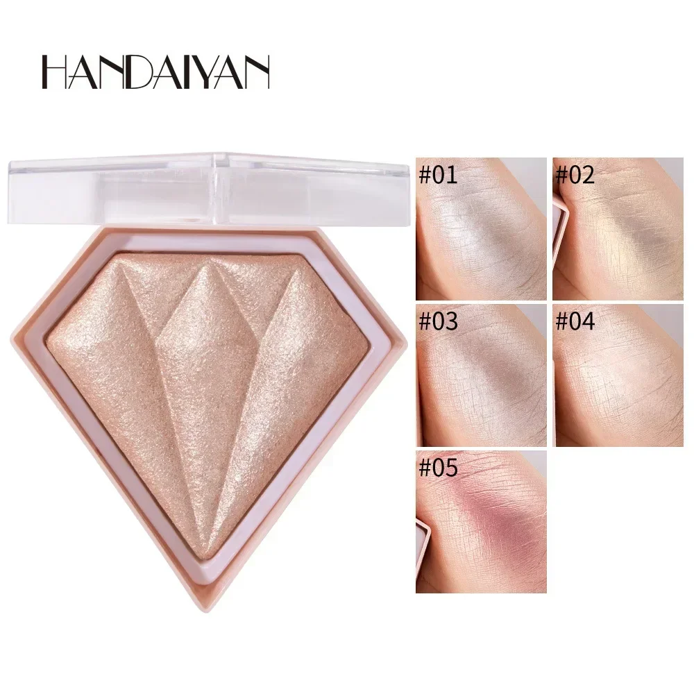 5 Colour Makeup Highlighter Powder Palette For Face And Body Diamond-Shaped 3D Curved Shimmer Bronzer Glow Palette Cosmetics