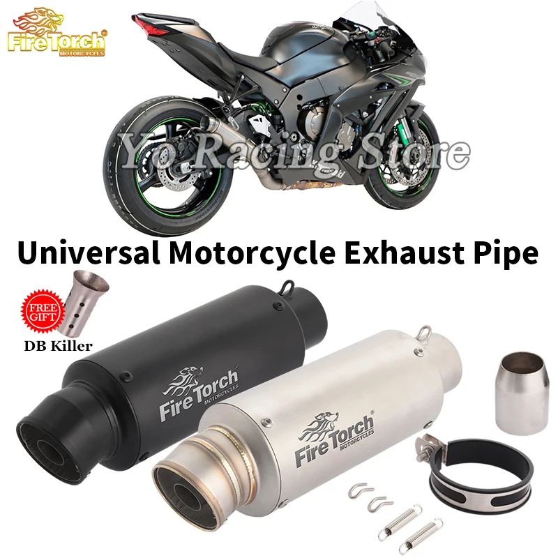 

For CBR500 R6 ER6N MT09 Ninja650 NC700 ER6N Z900 Sv650 Universal Motorcycle Exhaust 51mm Pipe Escape Systems Muffler DB Killer