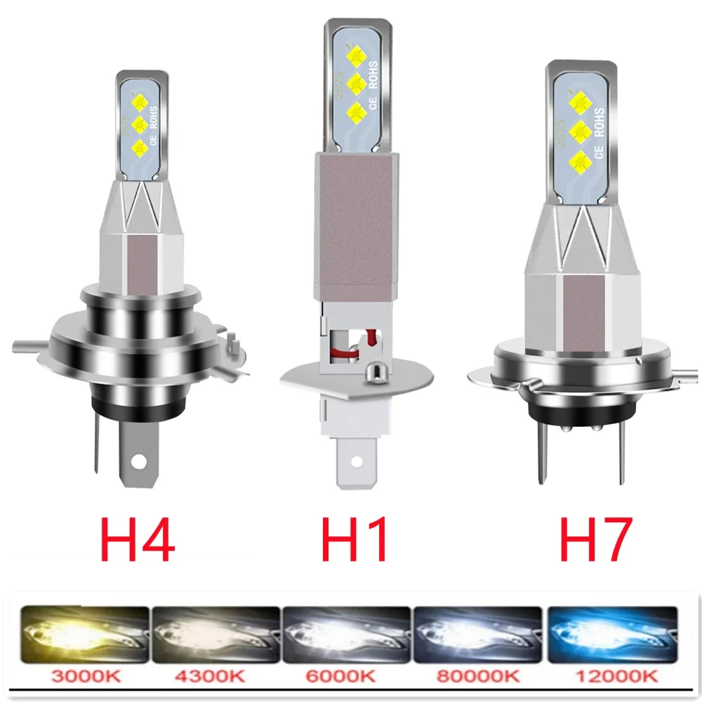 Bombilla LED para faro delantero de coche, luces antiniebla automáticas de alta potencia de 24V, 12V, 80W, 6000K, 8000K, 16000LM, H7, H4, H11, H8,