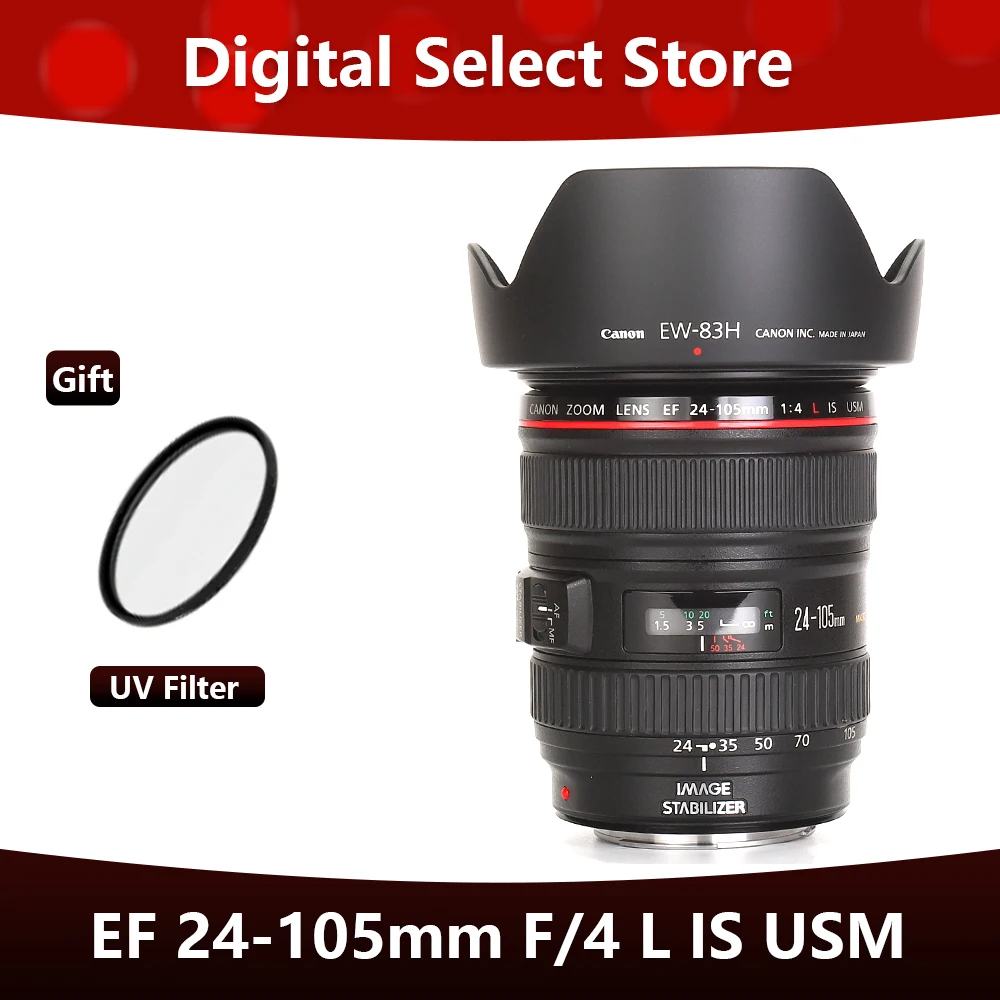 Canon EF 24-105mm f/4L IS USM Lens for Canon EOS 5D Mark IV 5D3 6D Mark II 6D 7D 7D2 90D 80D 77D 5D2 SLR Camera