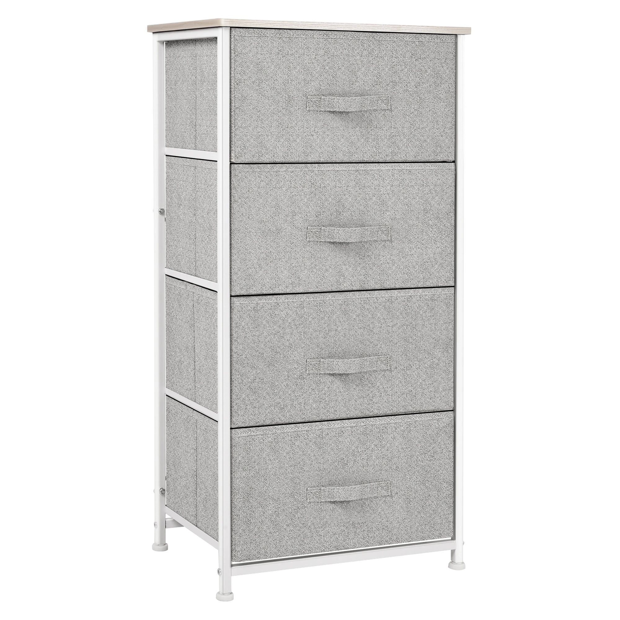Ice Garderobenschrank mit 4 Stoffschubladen, multifunktionaler Aufbewahrungsschrank für Schlafzimmer, Wohnzimmer und Flur, 45x30x92 cm, grau