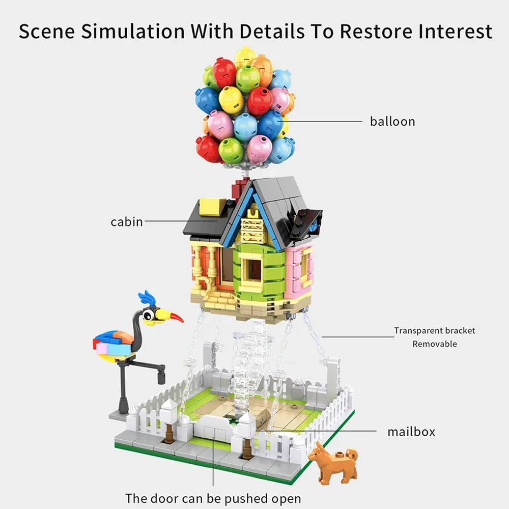 Creative Balloon House Street View Create Ideas Adorable  Architecture Building Blocks Bricks Model Educational Toy Gift 555pcs