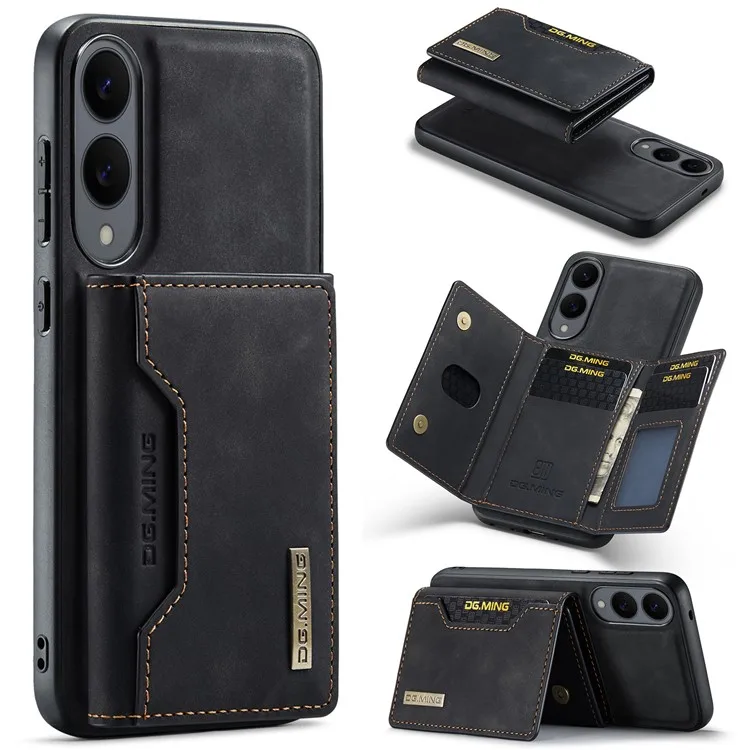 

DG.MING M2 Series for Samsung Galaxy S25 Edge Case PU + PC + TPU Phone Cover Detachable Wallet - Black