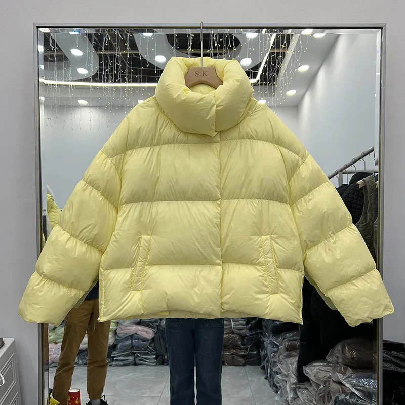 Oversized pato para baixo casacos de enchimento longo para baixo jaquetas inverno moda cocoon pão estilo para baixo casacos feminino grosso quente