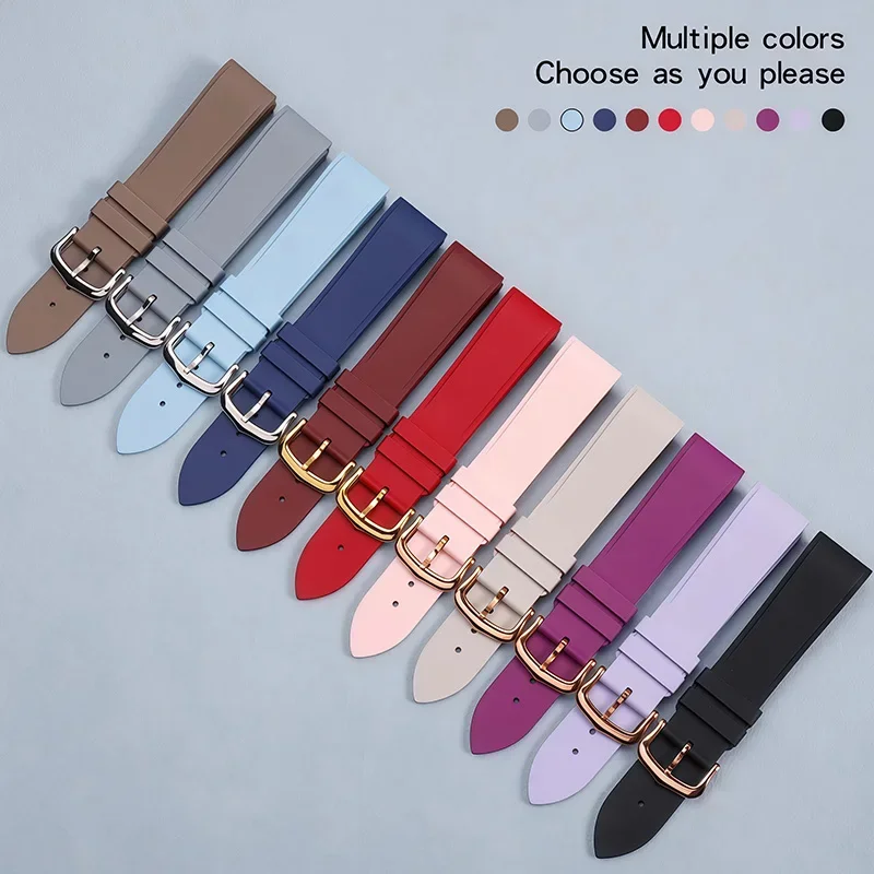 For Cartier Santos Dumont series colour Fluorine rubber Strap lady's Pin buckle dustproof bracele Quick release watchband 17.5mm