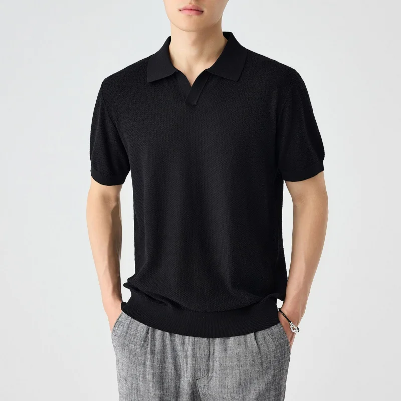 

2025Men's Clothing Silk Linen CottonpoloMen's Summer New Pineapple Short Sleeve Shirt.