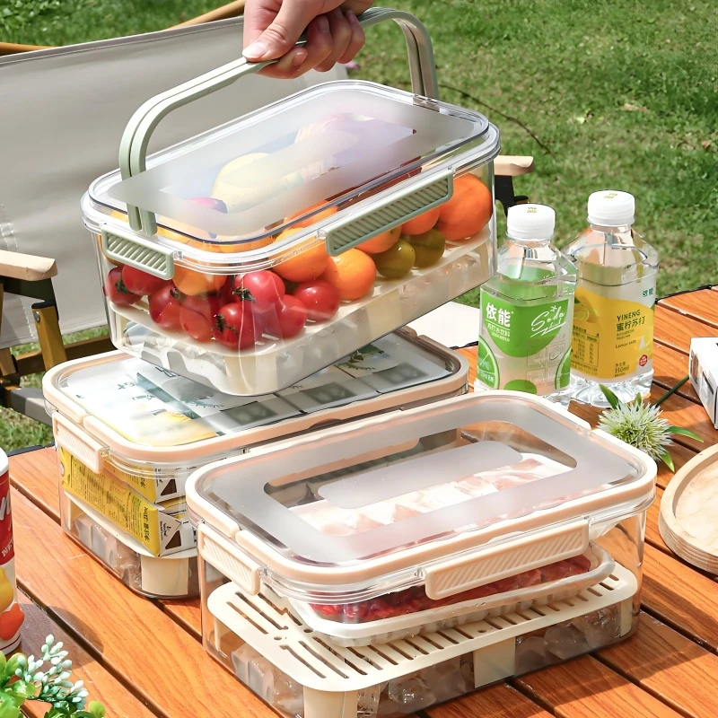 

Camping Tableware Food Storage Containers Picnic Vegetable Fruit Drain Basket Large Capacity Food Preservation Box For Camping