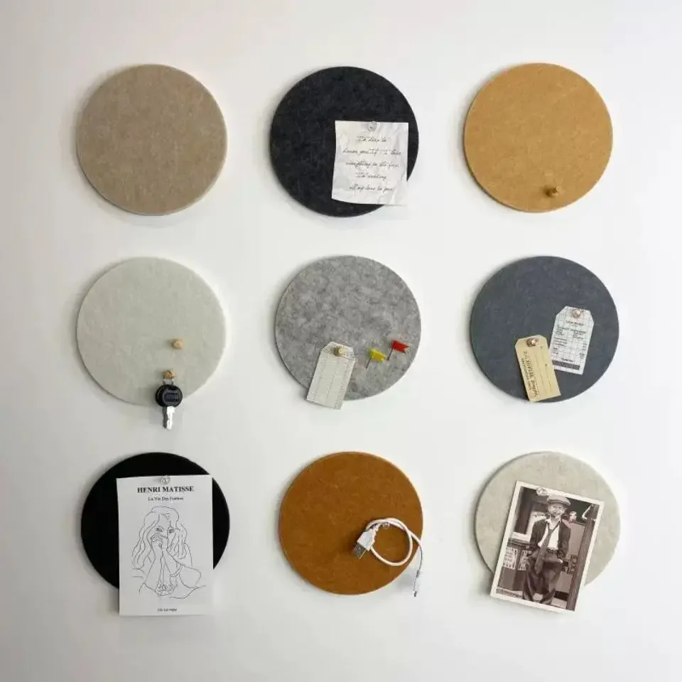 Simple Nordic Circular Felt Wall Stickers Message Board Cork Colored Felt Board Wall Decoration Bedroom 3D Thick Sticker Decor