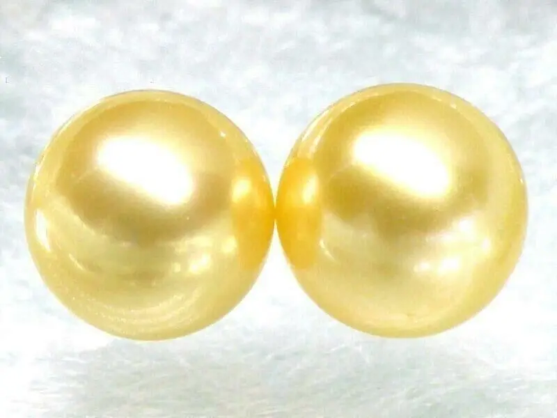 Authentic Match Pair AAAAA 7-7.5mm Round Bulk Gold Nanhai Pearl Half Diamond