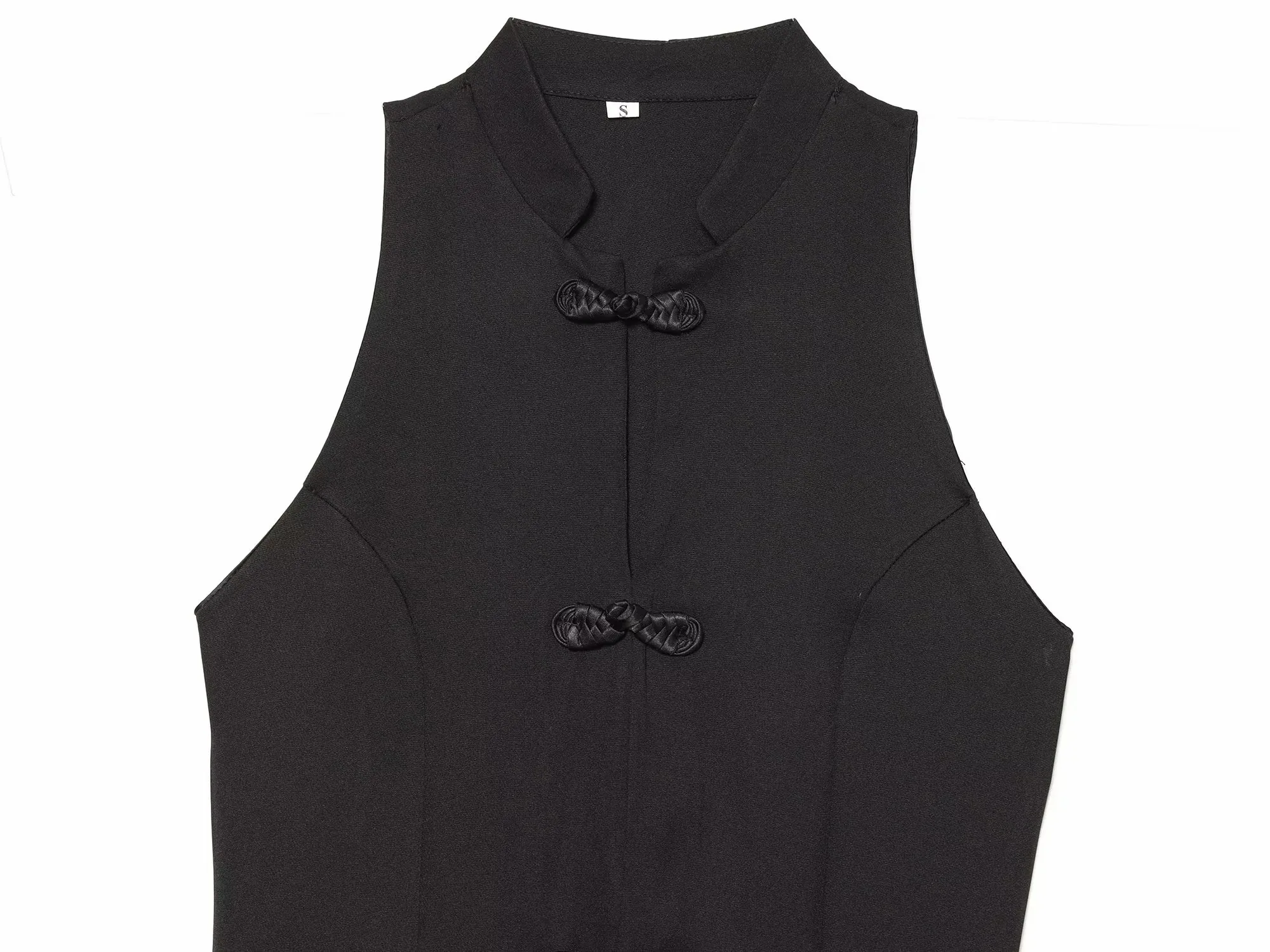 Damen-Top mit Seil-Knoten-Schnalle, Sommer-Outfit für Damen, neues ärmelloses Oberteil mit hohem Kragen, lässige Mode, schmal geschnittenes Damen-Top im chinesischen Stil – Detail 11