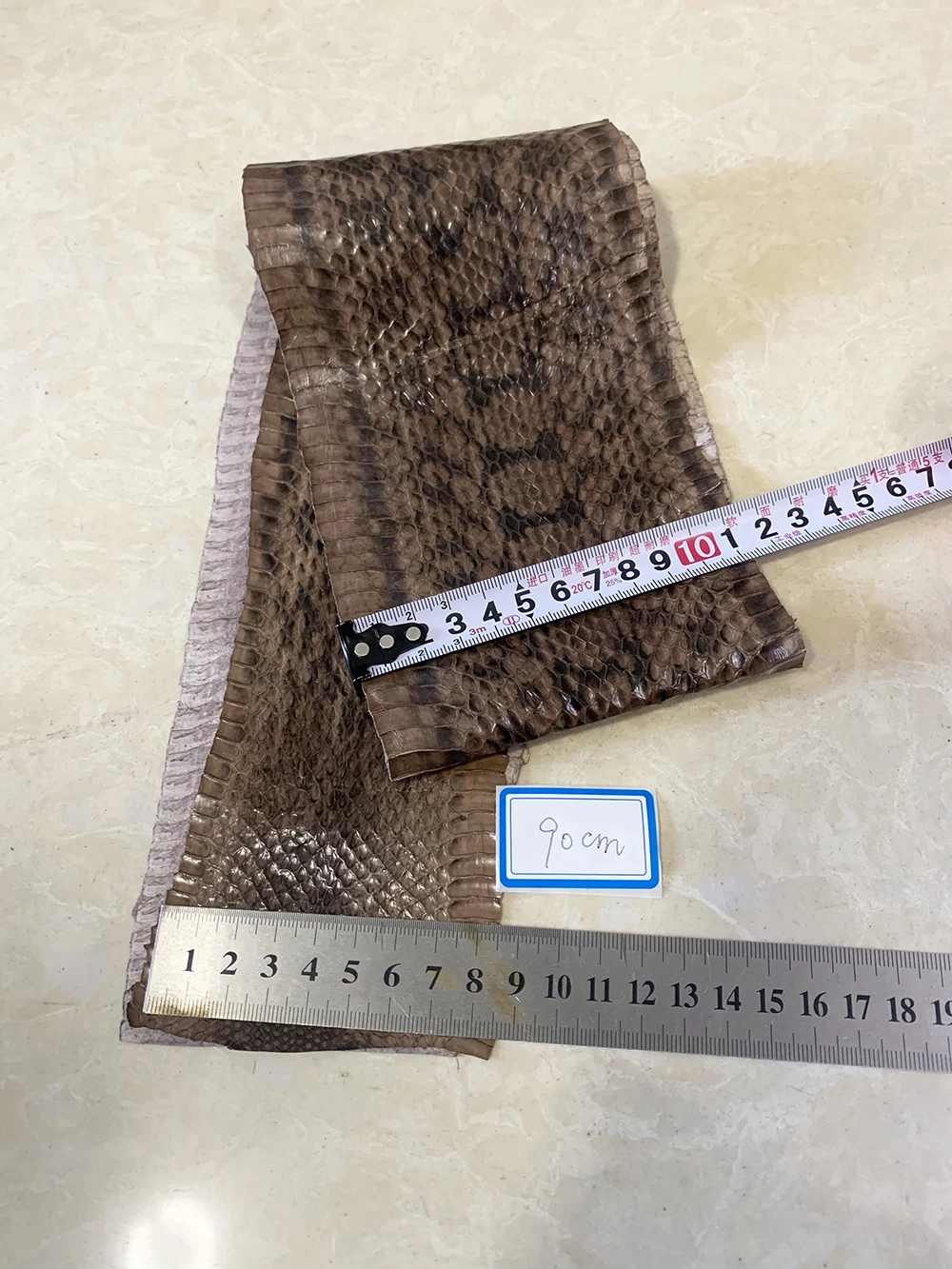 Reddish Brown Printed Natural Leather Snake Skin for Phone Case, Leather Bag, Shoe Belt DIY, Handmade Leather Material
