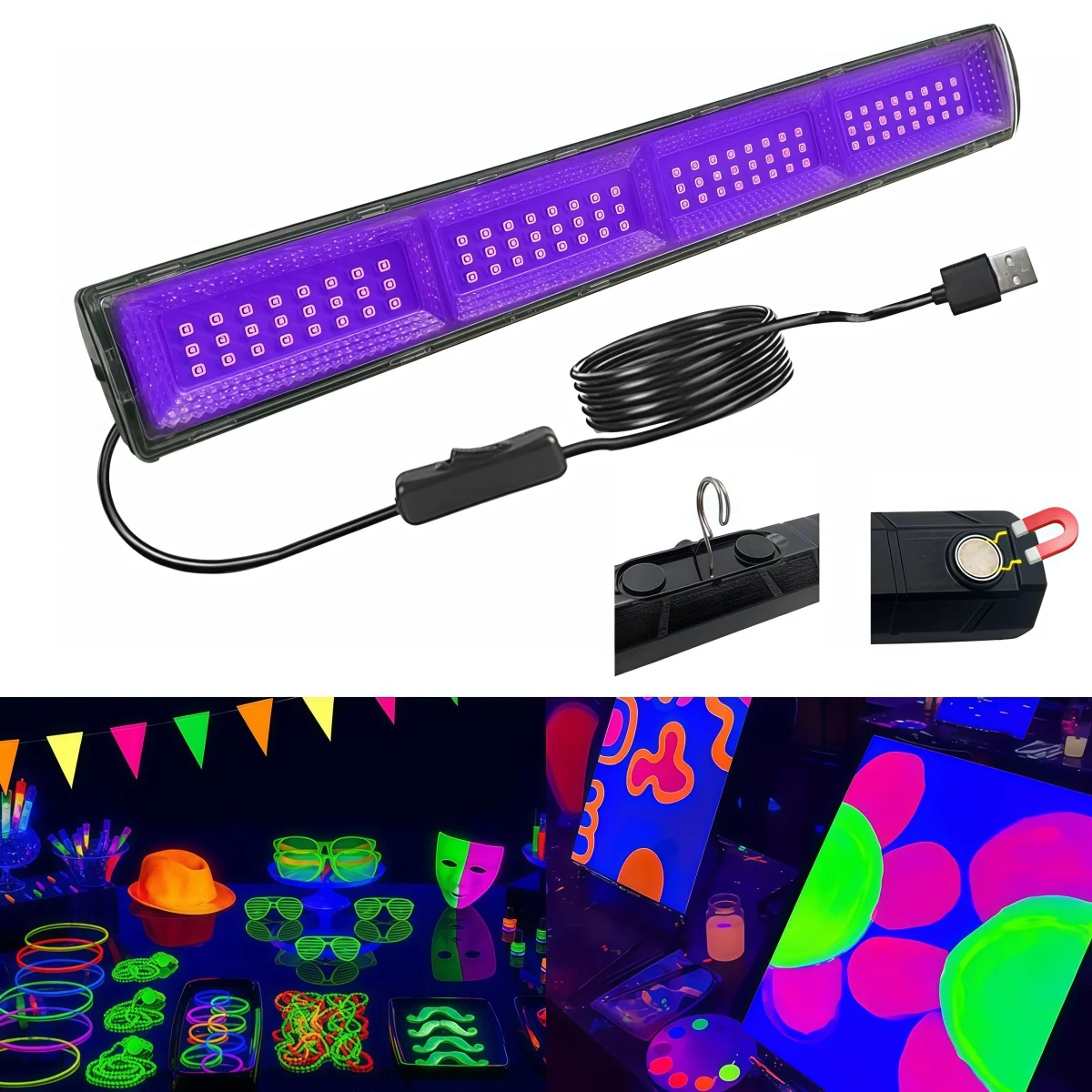 

UV Black Light Lamp Bar 385-400nm Black Light Effect UV Light Tube with Switch for BodyPain Disco Glow Party Accessories Decor