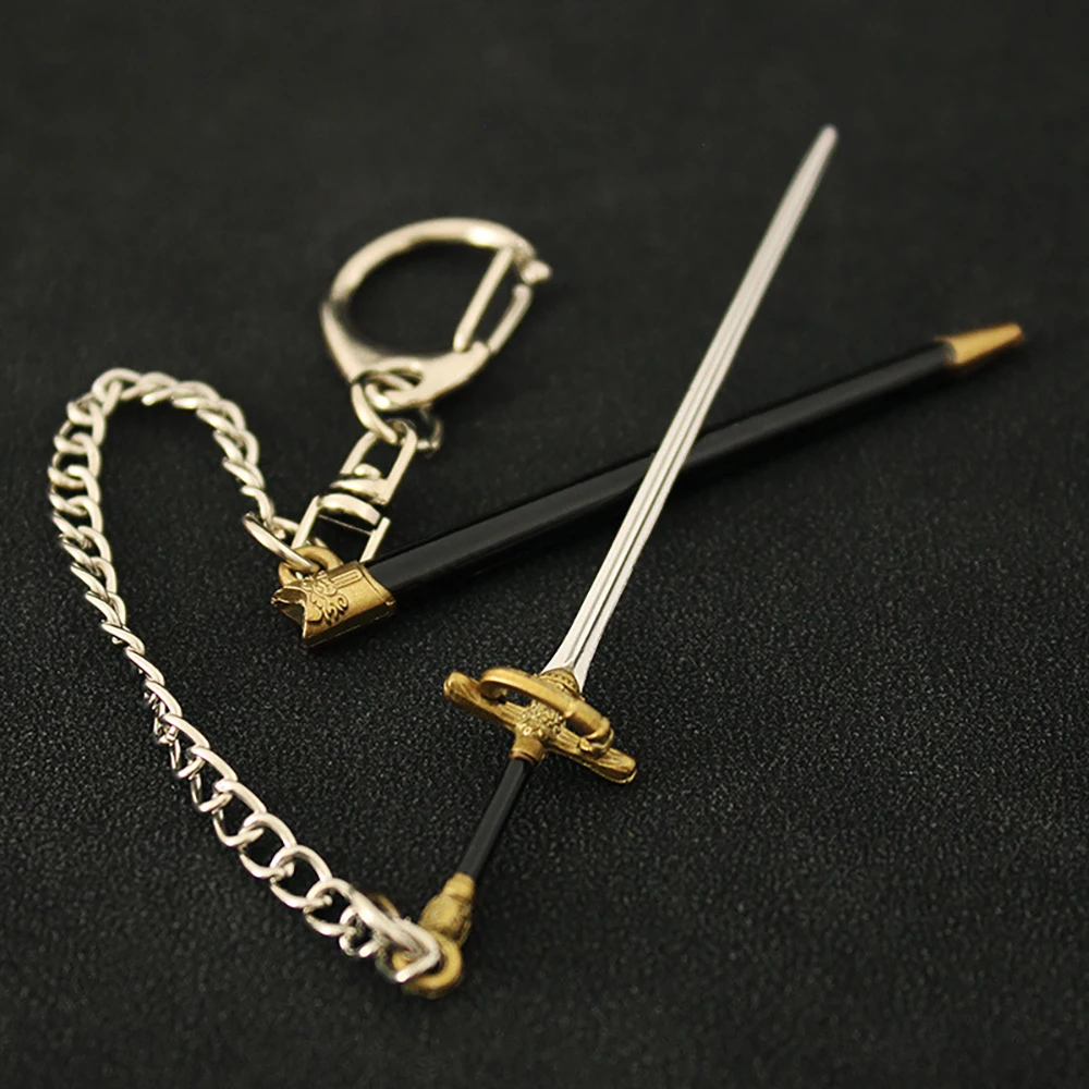 9cm Needle Rapier Arya Stark Mini Sowrd Keychain with Anti-Lost Chain GOT American Drama Peripheral Model Key Chain Gifts