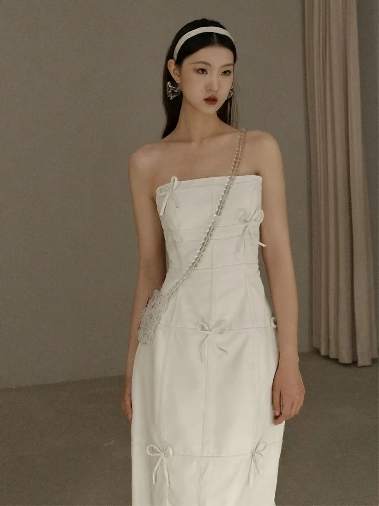 

Elegant Bridal Dress with Bow Design for Engagement And Wedding Sweet Style High Waist Zipper Backless Evening Gown for Women