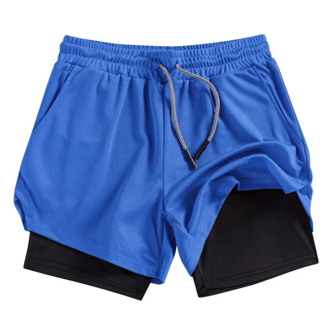 Summer men's double layered anime high waisted oversized breathable shorts sports shorts training and fitness