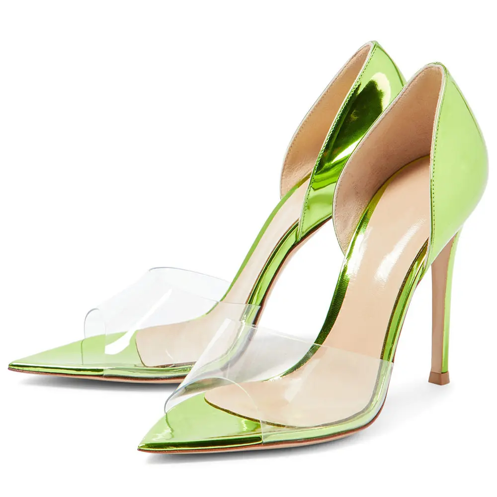 

New pointed, slender, high-heeled shoes, sexy sandals, transparent fish mouth, plus size fashion shoes 33-46