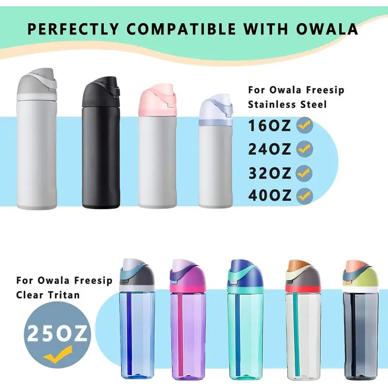 Replacement Lid for Owala Freesip Compatible with 16/24/32/40oz Water Bottles Premium Flip Cap Accessory Leakproof  Light Blue