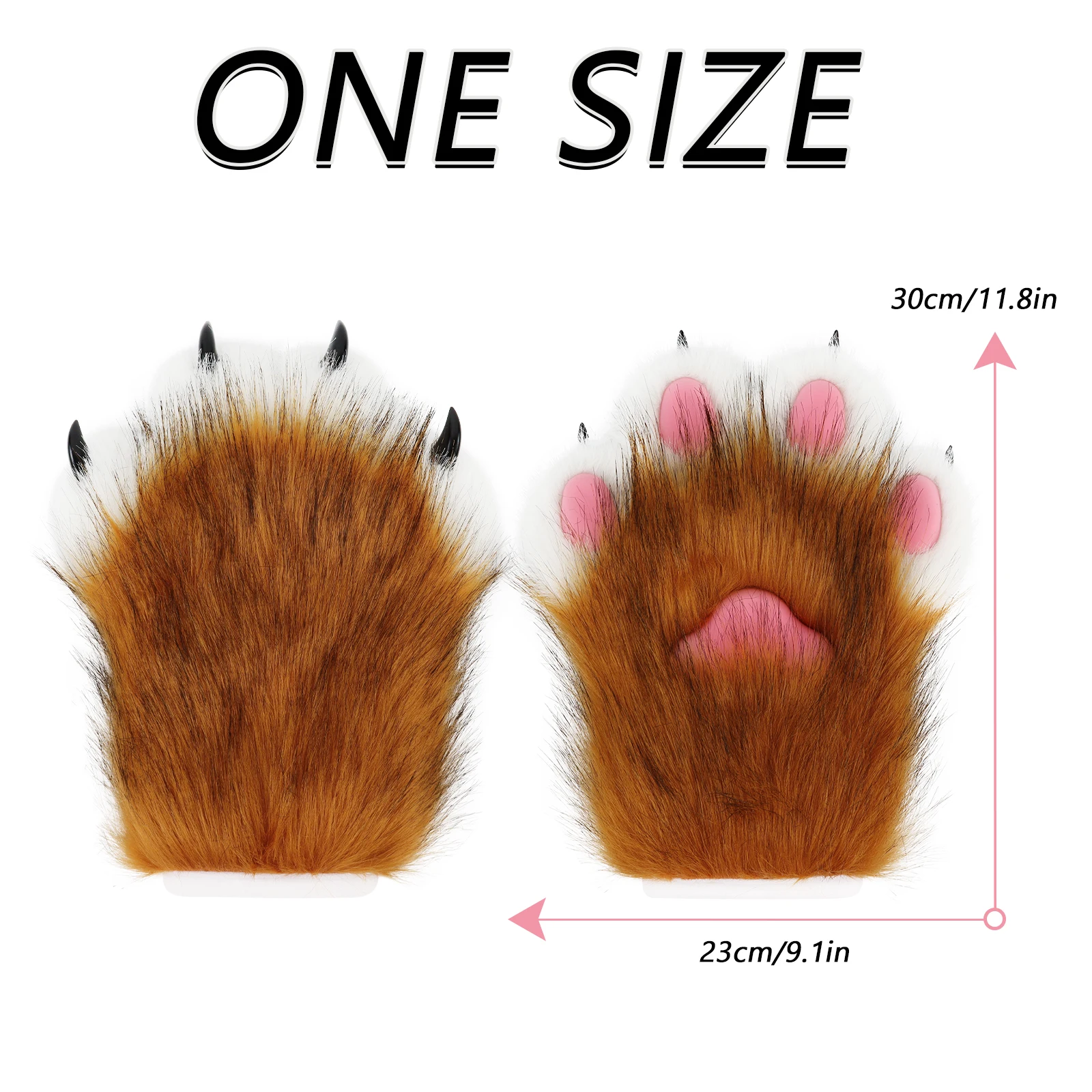 Peluche pelliccia sintetica gatto volpe maschere pelose zampa di animale guanti girocollo in pelle coda di lupo set accessori per costumi cosplay