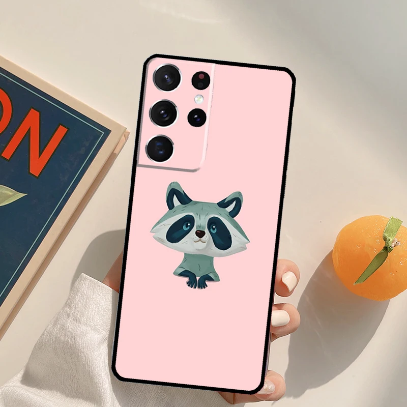 الكرتون الراكون Kawaii قضية الهاتف لسامسونج غالاكسي S24 S25 الترا S20 S21 S22 S23 زائد S9 S10 S25 FE الغطاء الخلفي #3