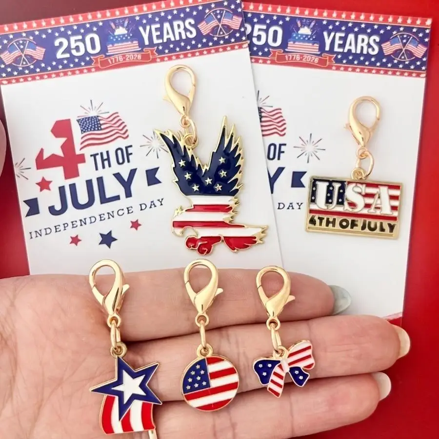 1/5/10/20/50/100pcs 2D Keychain, Gift for Her/Him 2D Keychain 10-Piece Set/5 Sets Happy Independence Day, 4th of July Celebratio