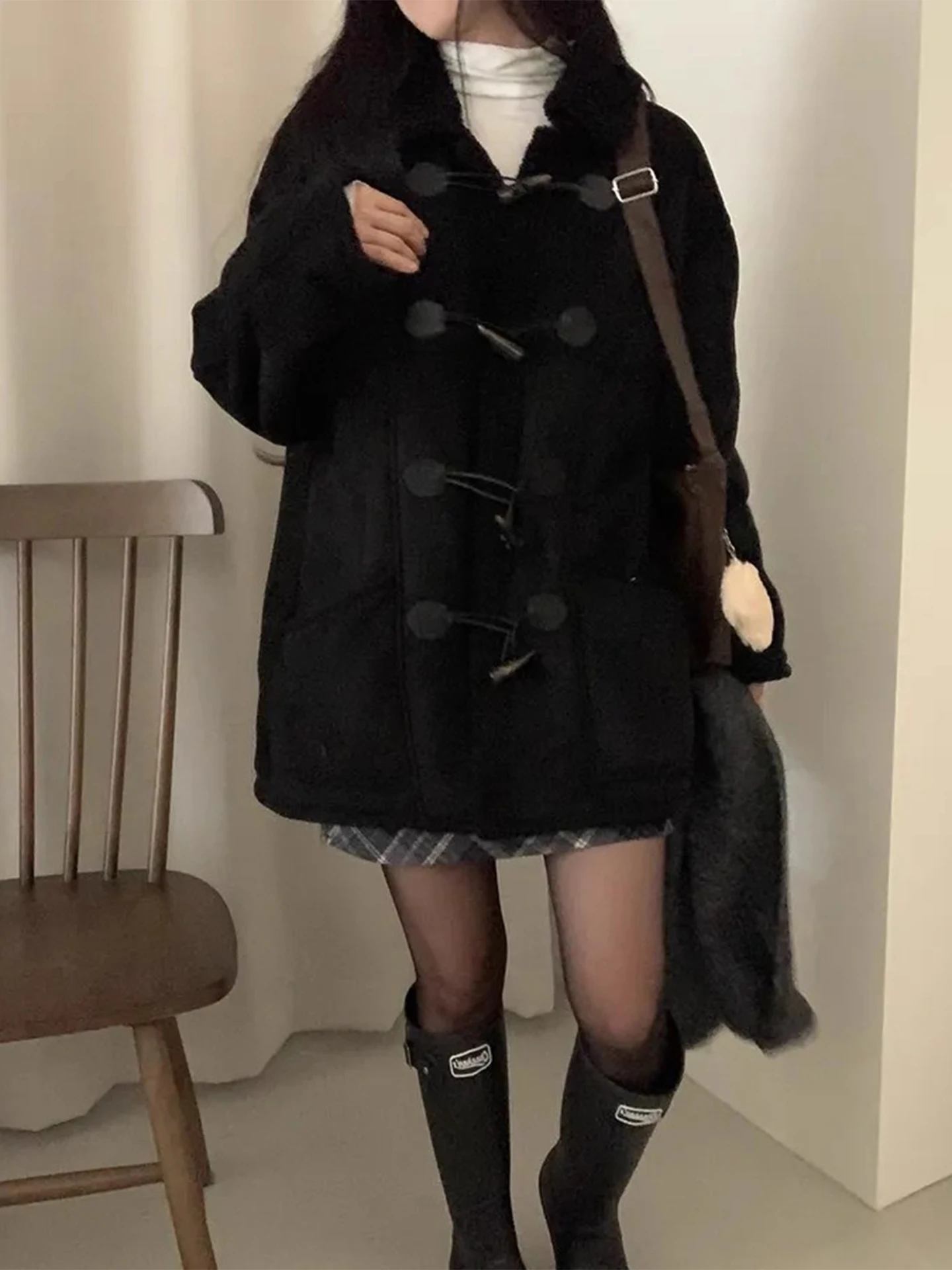 Thiened Lamb Fur Coat Women's Retro Buttoned Casual Long Sve Warm Outerwear Spring Autumn Winter Seasonal Faion Sle