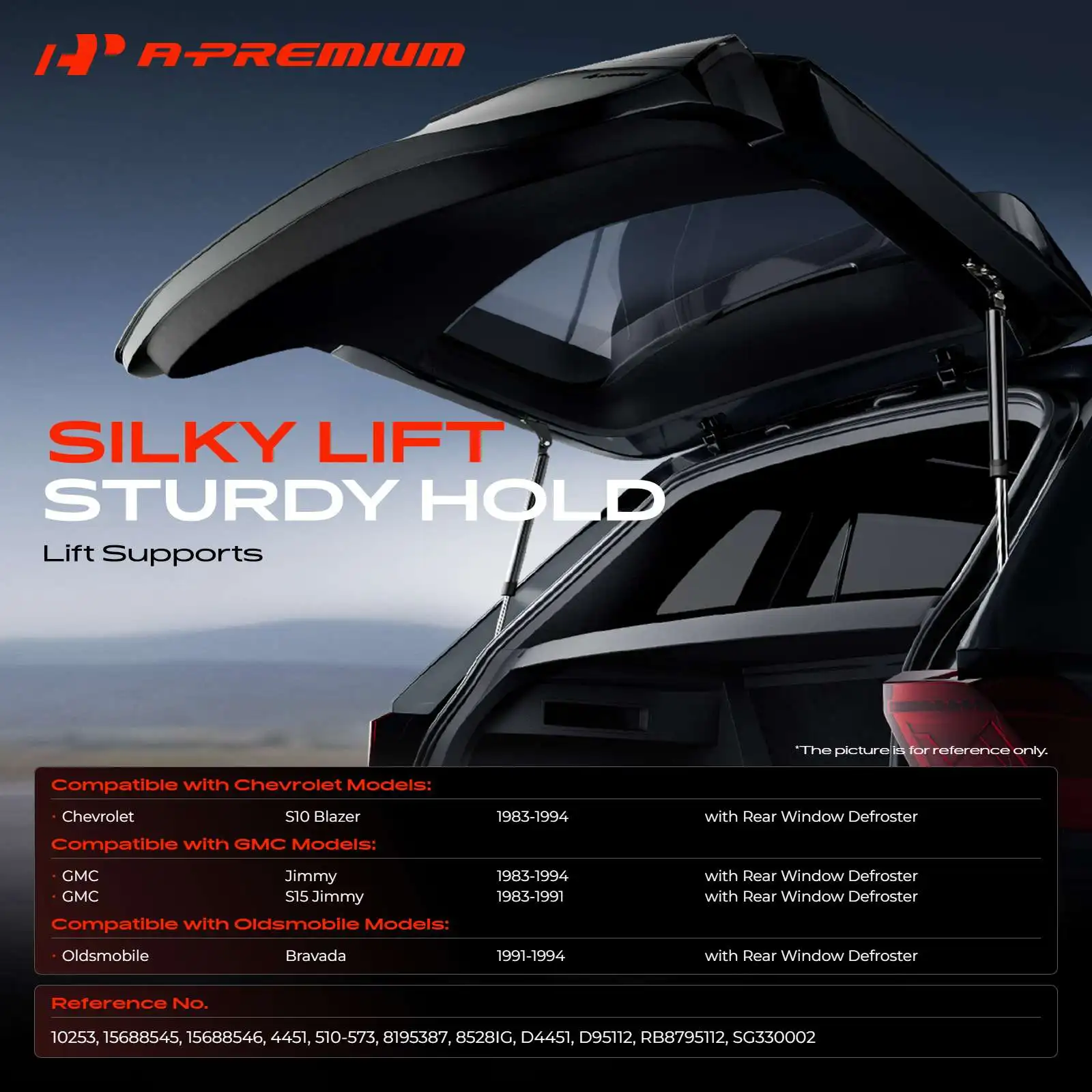 A-Premium 2Pcs Rear Window Lift Supports Shocks Struts for GMC Jimmy 1983-1994 S15 Jimmy 1983-1991 Oldsmobile Bravada 1991-1994