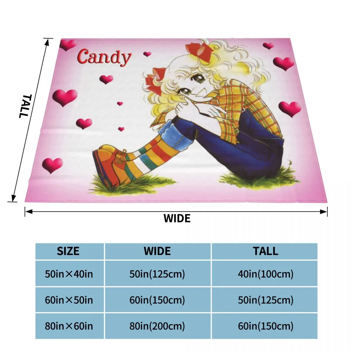 Candy Candy Anime Candy Heart Portable Warm Throw Blankets for Bedding Travel