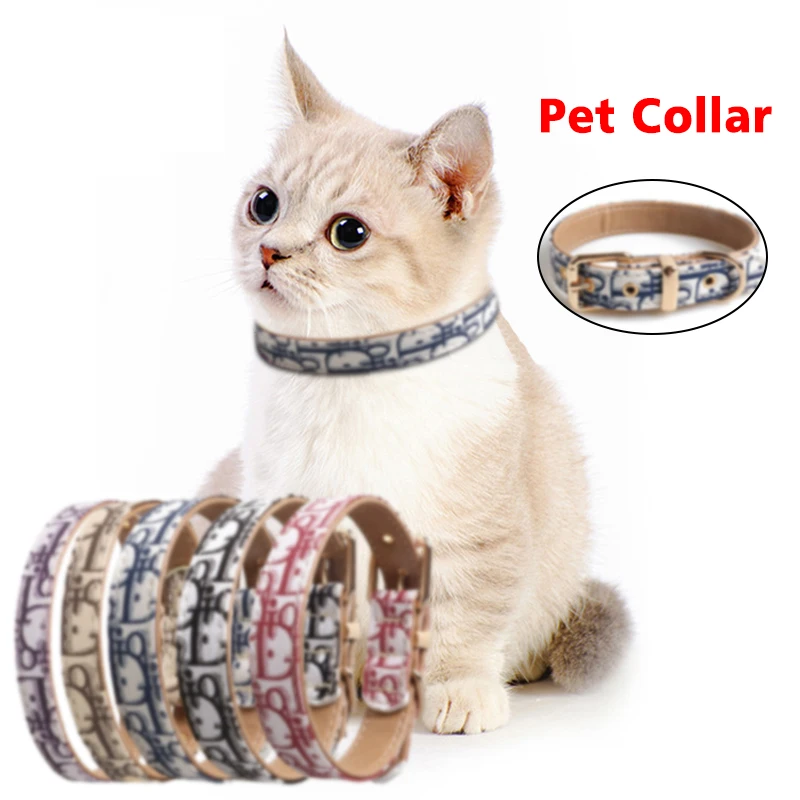 

Personalized Cat Collar Adjustable High Quality Soft Leather Dog Collars Pet Necklace Accessories For Small Medium Large Cat Dog