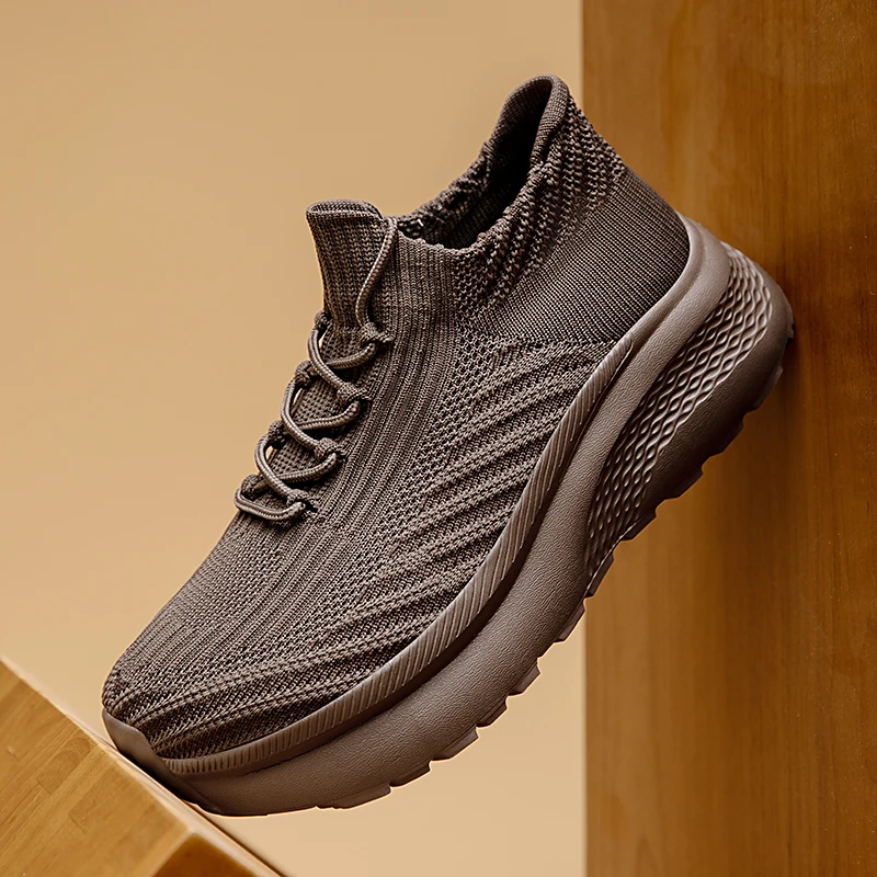 Solid Colour Socks Mesh Breathable Couple Running Shoes New Man 2026 Autumn Male Casual Sneakers Fashion Comfort Anti Slip Men's