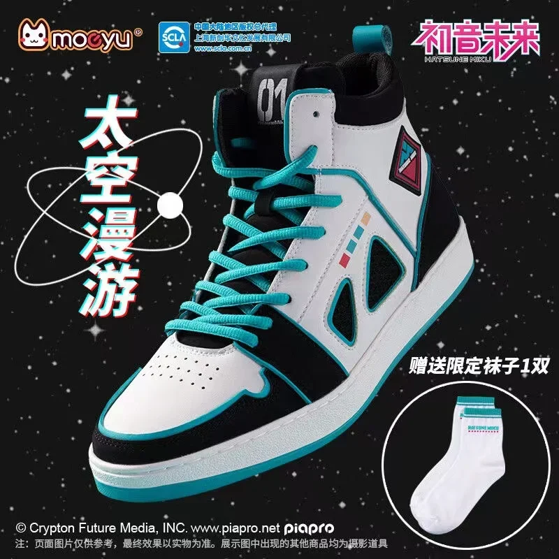 

Moeyu Hatsune Miku Shoes for Men Vocaloid Cosplay Male Sneakers Women Tennis Sport Athletic Anime Figure Shoe Casual Gift Socks